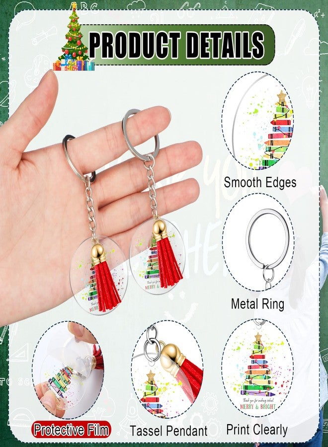 Ecation 36 Set Christmas Holiday Gifts Christmas Thank You Teachers Appreciation Gifts Include Happy Holiday Tags Acrylic Keychains with Tassels and Organza Bags (Appreciation) - Image 4